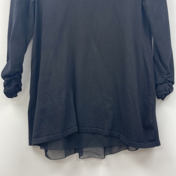 Style & Co Knit 3/4 Ruched Sleeve Crewneck Sweater Minimalist Black Small - Picture 3 of 7